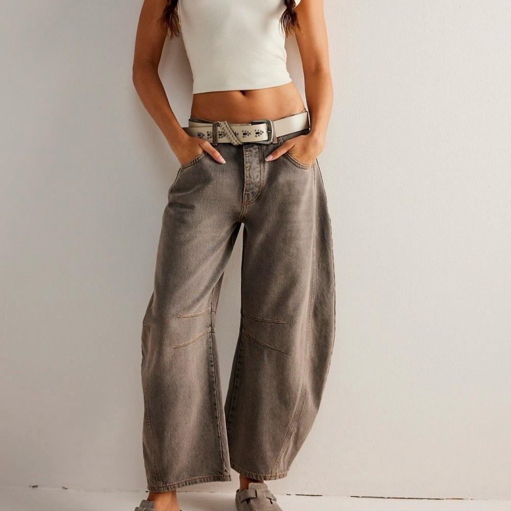 Free People Good Luck Barrel Jeans NWT SZ 28 Archive Grey Retail $98 Sold Out